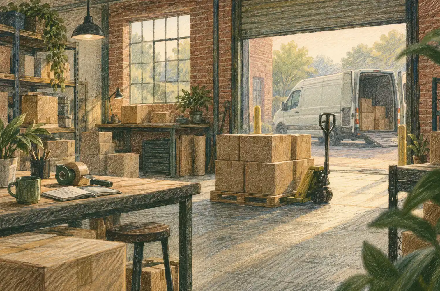 Illustration of logistics businesses and their working space
