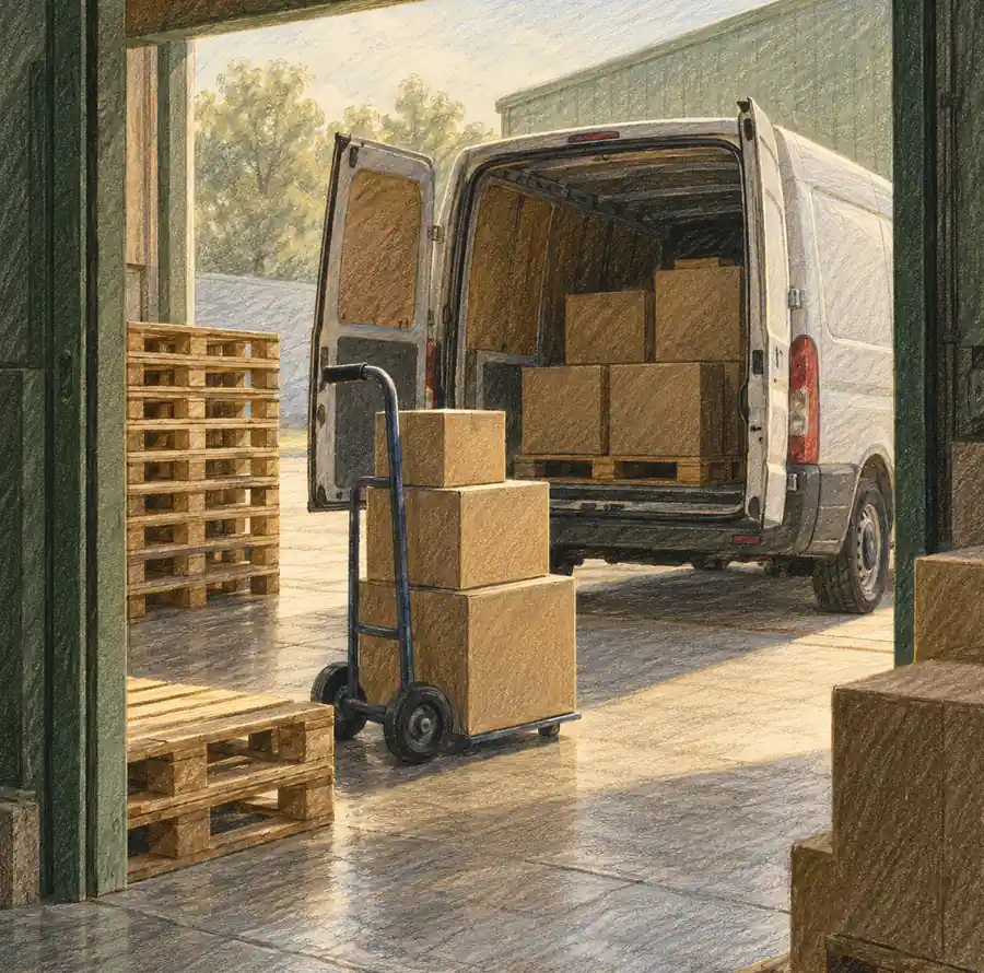 Illustration of logistics businesses equipment and workspace